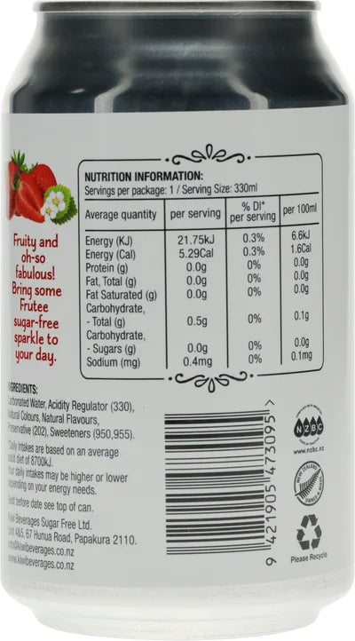 Frutee Fabulous Fruits Strawberries & Cream Sparkling Fruit Drink 330ml