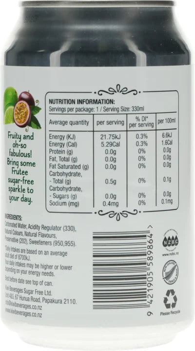 Frutee Fabulous Fruits Lime & Passion Sparkling Fruit Drink 330ml