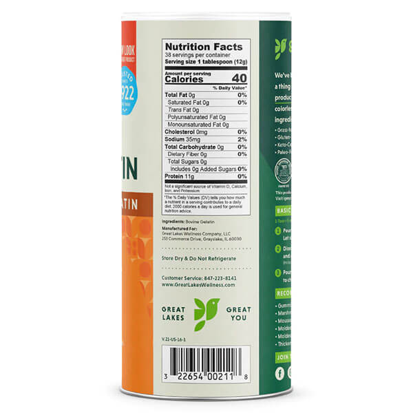 Great Lakes Beef Hide Bovine Gelatin 454g simplywholefoodsnz