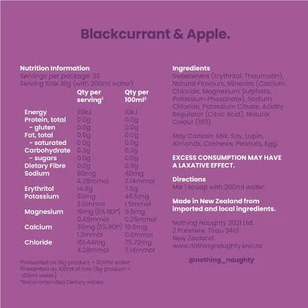 Nothing Naughty Low Carb Hydration Powder Blackcurrant & Apple 515gm