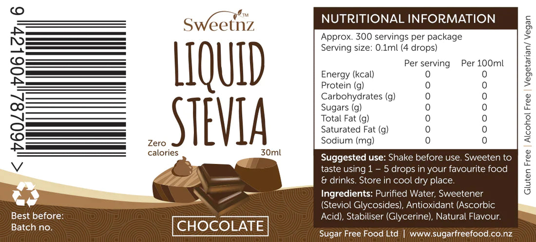 Sweet Nz Liquid Stevia Chocolate 30ml
