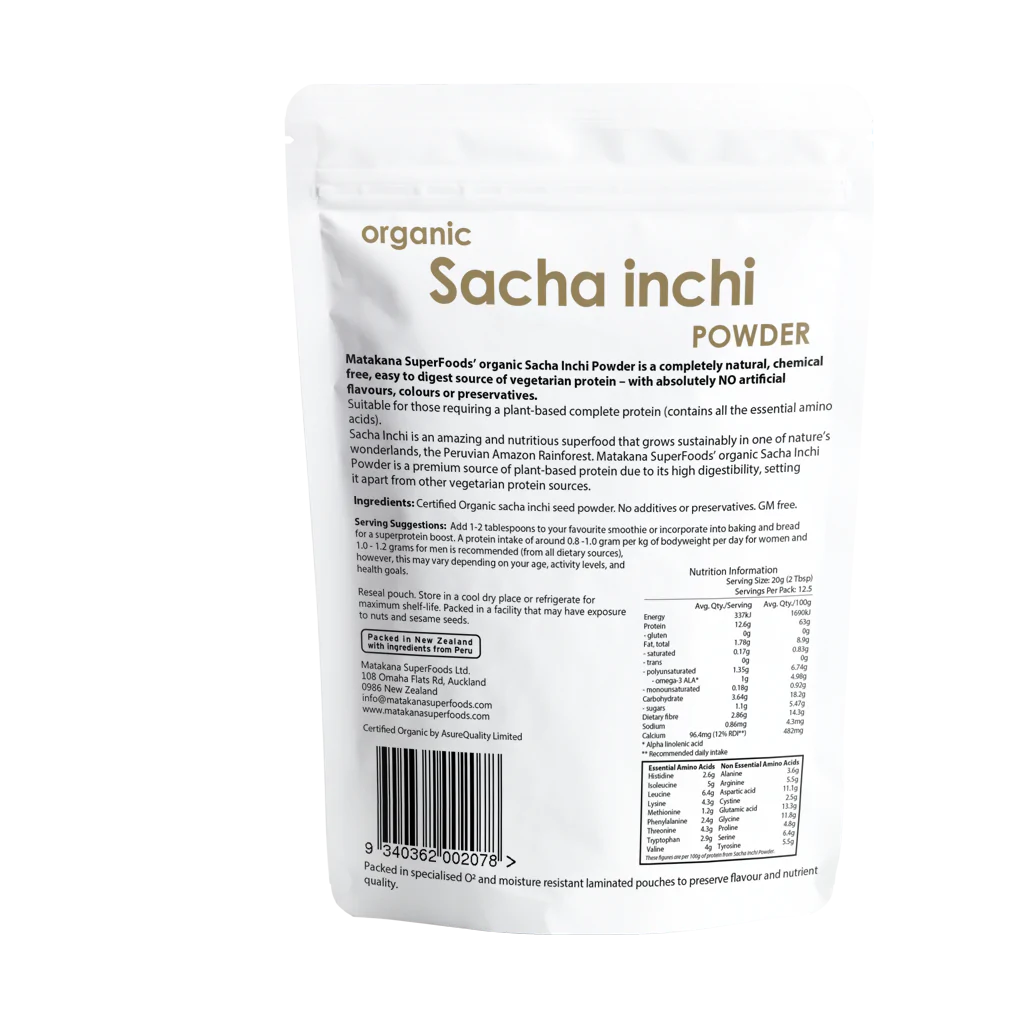 Matakana Organic Sacha Inchi Protein Powder 250g – Simplywholefoodsnz