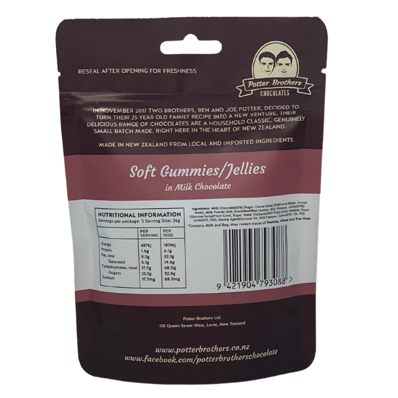 Potter Brothers Jellies In Milk Chocolate 130g
