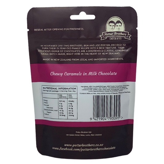 Potter Brothers Chewy Caramels In Milk Chocolate130g