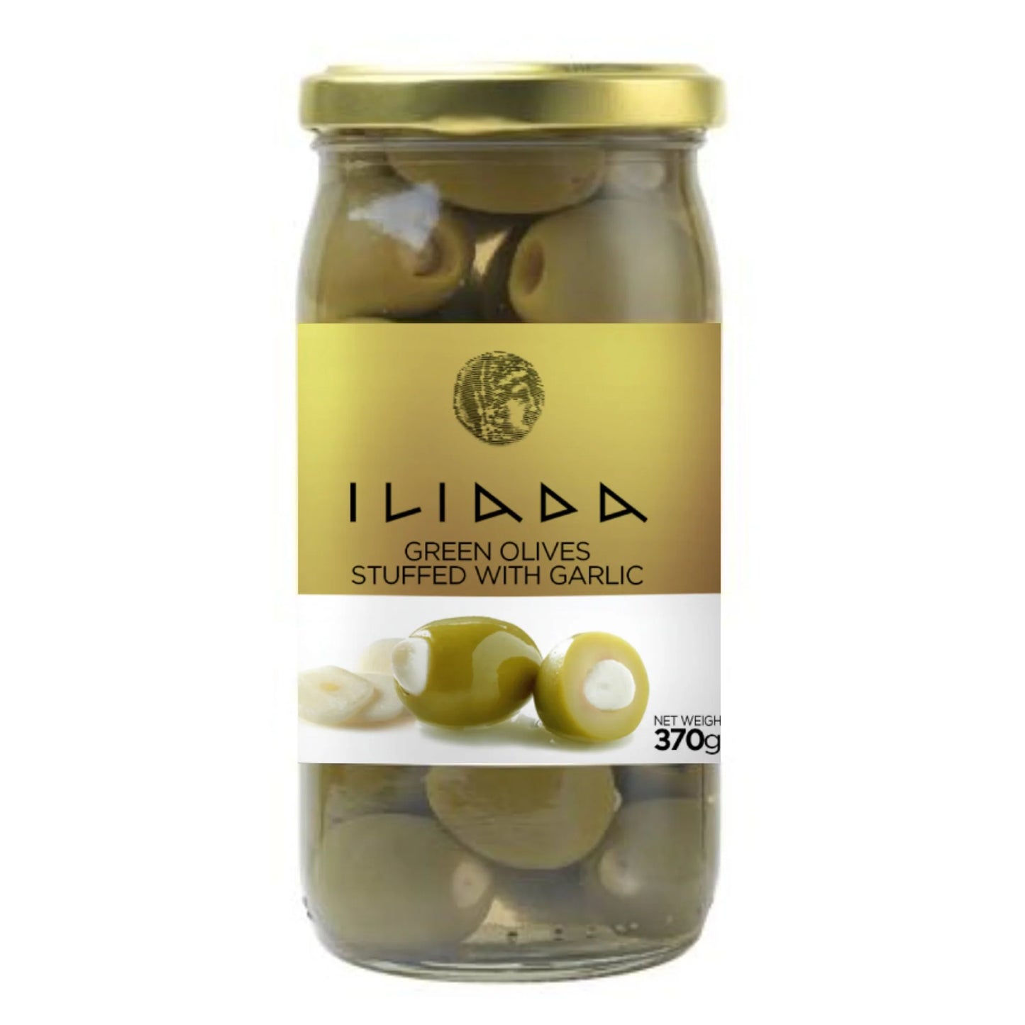 Iliada Green Olives Stuffed with Garlic-370g
