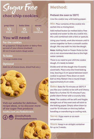 Noshu 98% Sugar Free Choc Chip Cookies 300g