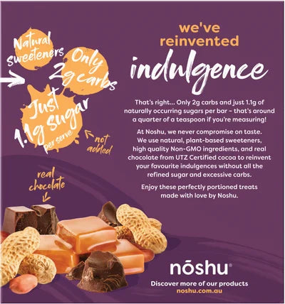 Noshu Low Carb Peanut & Caramel Nougat Indulgence Bars 5 x 32g