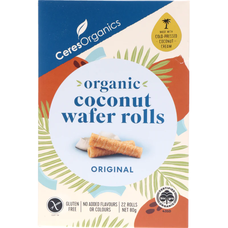 Ceres Organic Coconut Wafer Rolls, Original - 80g