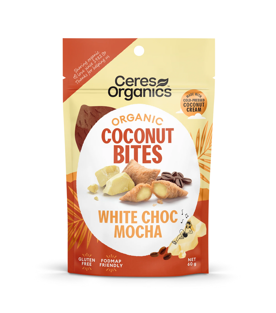 Ceres Organics Coconut Bites, White Choc Mocha - 60g