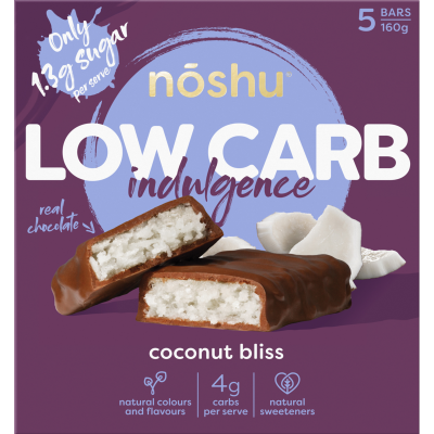 Noshu Low Carb Coconut Bliss Indulgence Bars 5 x 32g