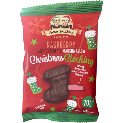 Potter Brothers Raspberry Milk Chocolate Marshmallow Christmas Stocking 70g