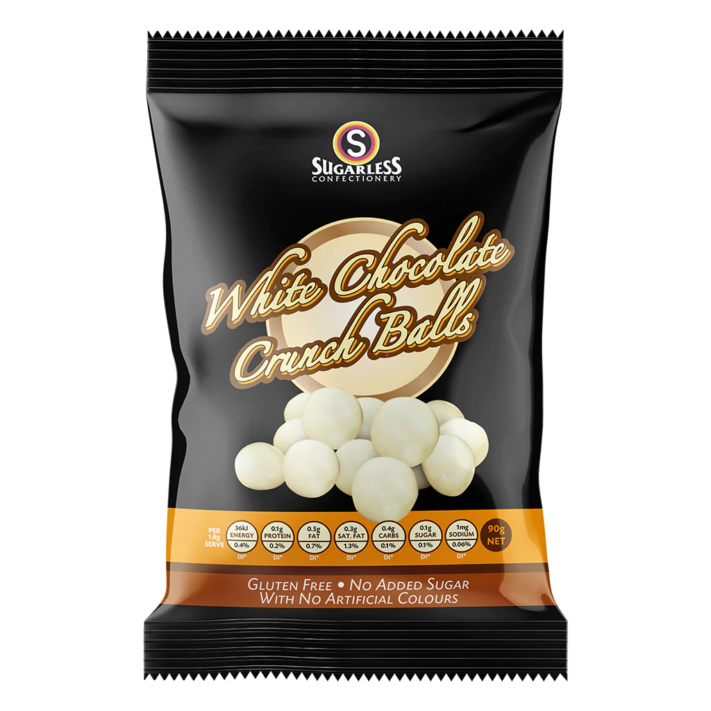 Sugarless Confectionery White Chocolate Crunch Balls - 90g