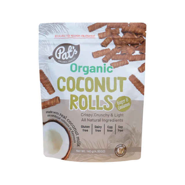 Organic Coconut Rolls (Ginger and Cinnamon) 140g