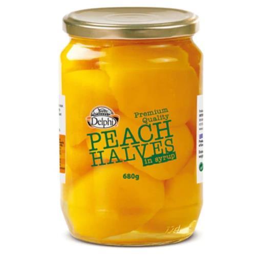 GREEK PEACH HALVES IN LIGHT SYRUP 680G