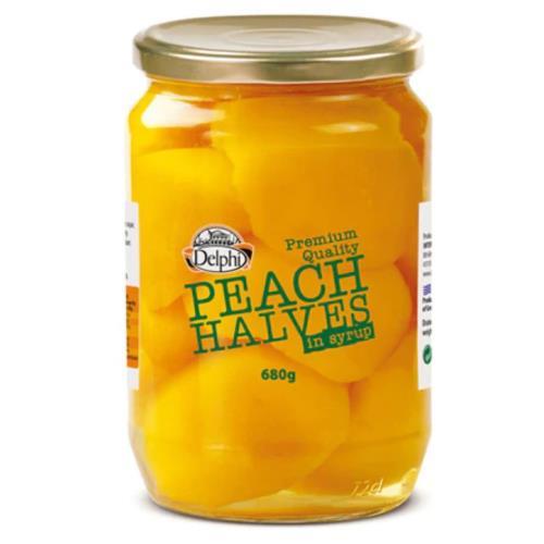 GREEK PEACH HALVES IN LIGHT SYRUP 680G