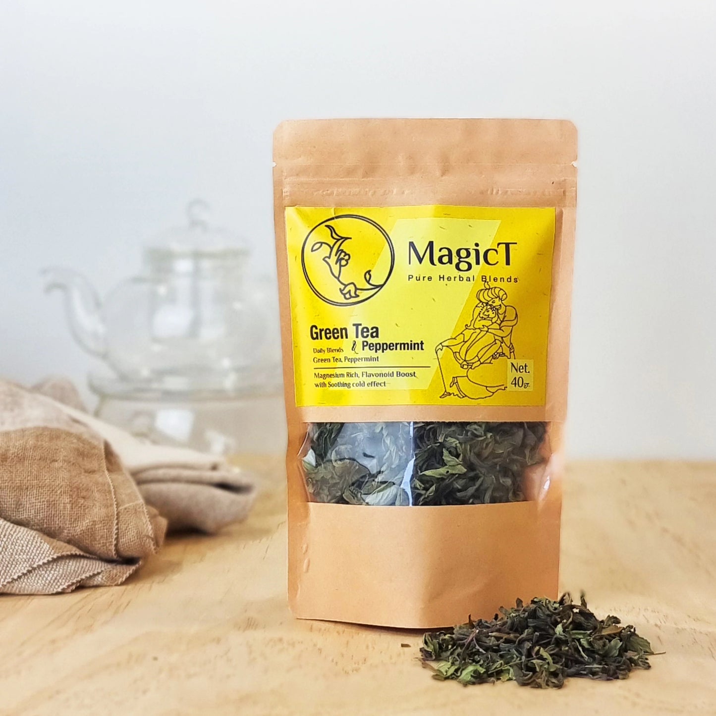 MagicT Pure Herbal Blends Green Tea & Peppermint 40g