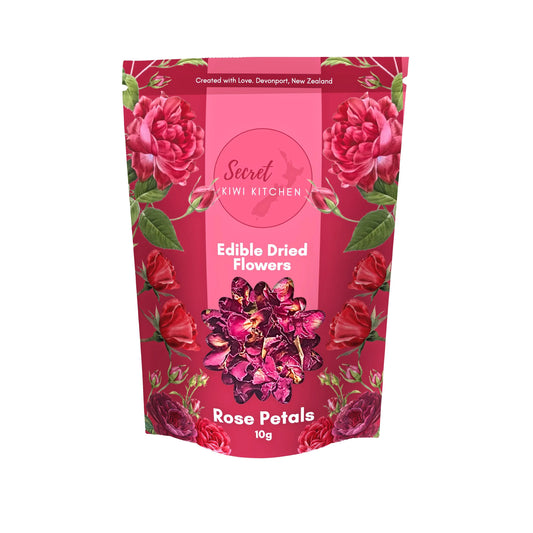 Secret Kiwi Kitchen Edible Dried Flowers Pouch 10g Red Rose Petals