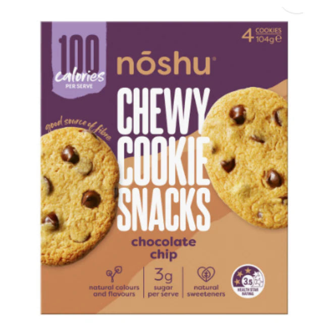 Noshu chocolate chip chewy cookie snacks 104g x 4 Cookies