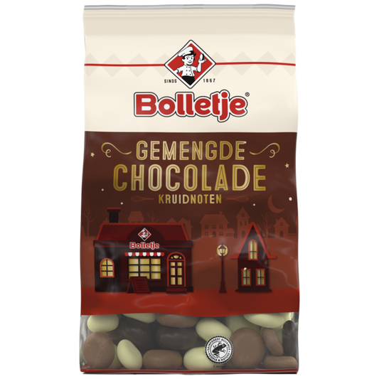 Bolletje Gemengde Chocolate Kruidnoten 250g (Mixed Chocolate Gingerbread)