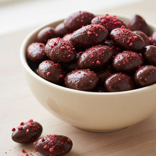 Raspberry and Dark Chocolate Almonds 180g