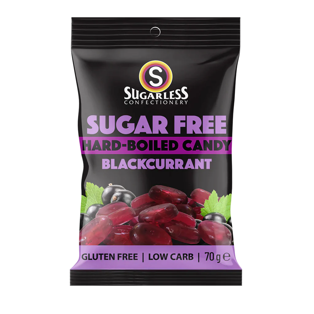 Sugarless Confectionery Hard Boiled Candy Blackcurrant  70g