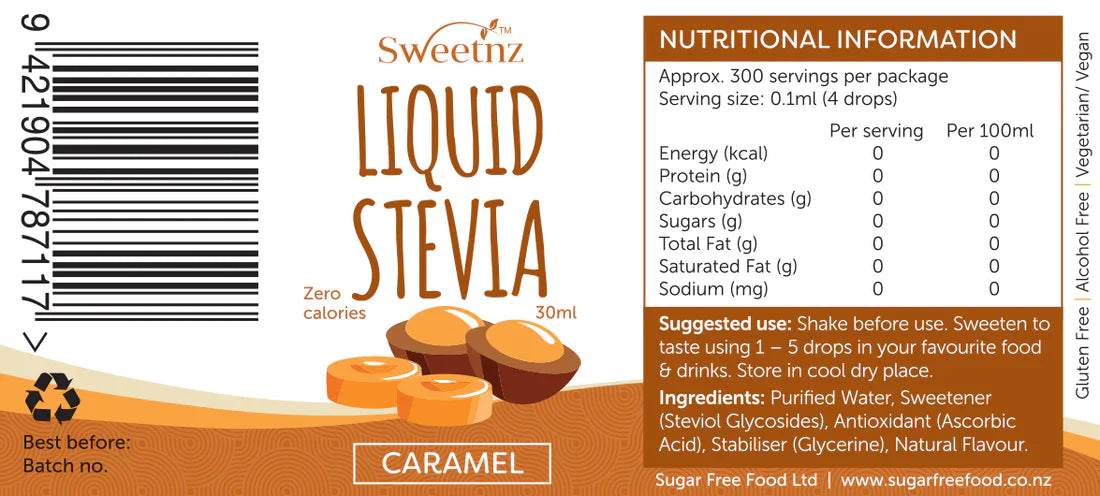Sweet Nz Liquid Stevia Caramel 30ml
