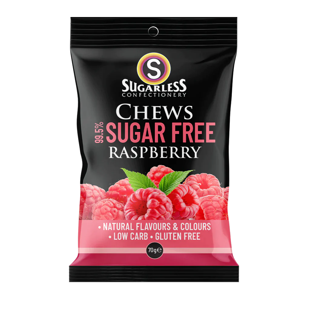 Sugarless Confectionery Raspberry Chews 70g