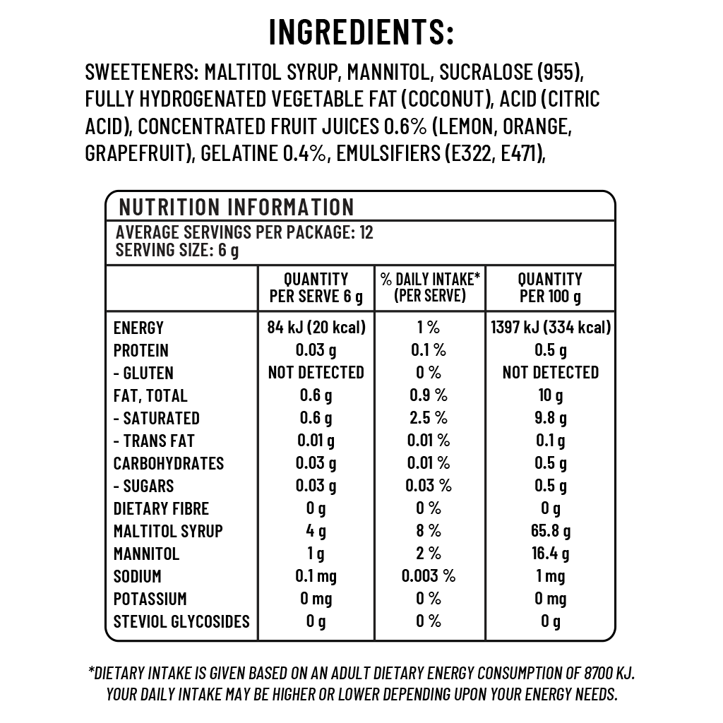Sugarless Confectionery Citrus Fruit Chews 70g