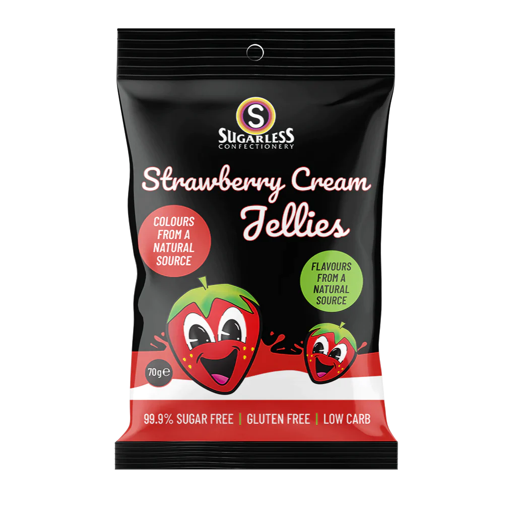 Sugarless Confectionery Strawberry Cream Jellies 70g