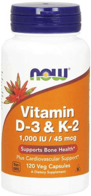 Now Vitamib D3 and K2 120 Veg Capsules