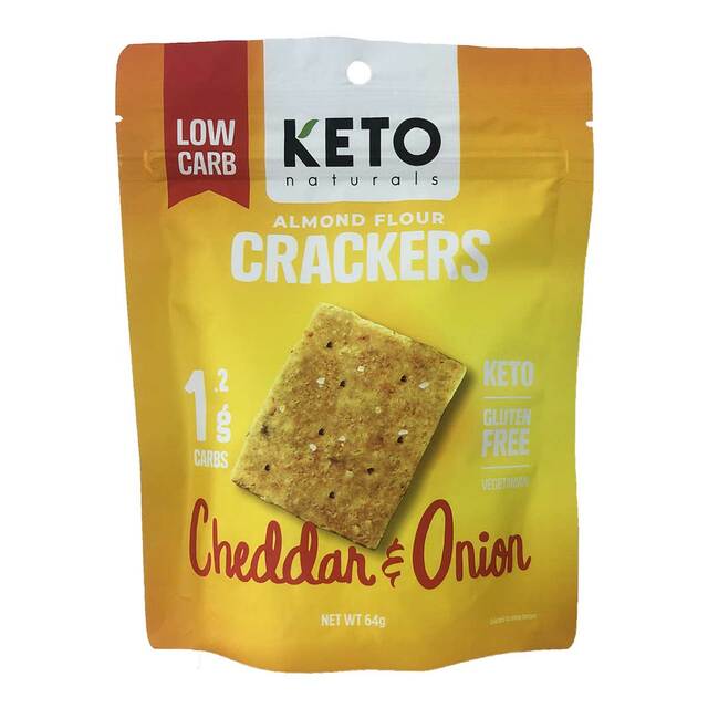 Keto Natural low carb Almond Flour Crackers Cheddar  & Onion 64gm