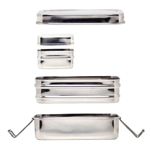 Meals In Steel Large Rectangular Double Layer Lunchbox