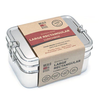 Meals In Steel Large Rectangular Double Layer Lunchbox