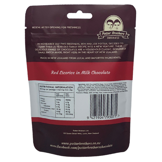 Potter Brother Red  Licorice In Milk Chocolate130g