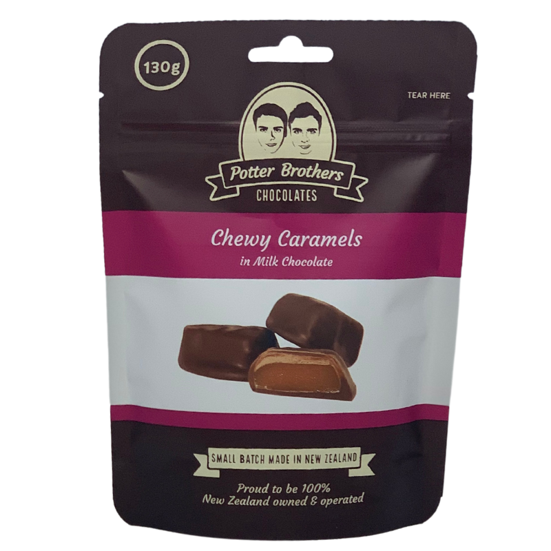 Potter Brothers Chewy Caramels  In Milk Chocolate130g