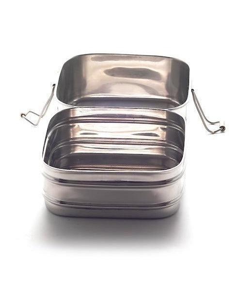 Meals In Steels Twin Layer Square Shape Lunchbox | Stainless Steel