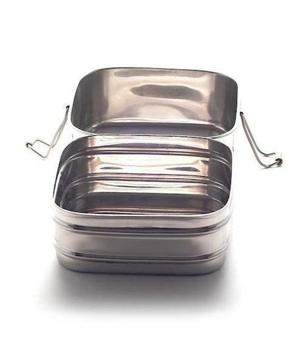 Meals In Steels Twin Layer Square Shape Lunchbox | Stainless Steel